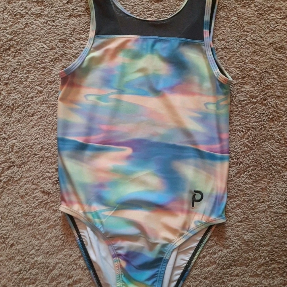 Colorful Swirl Plum Leotard,  Child Large